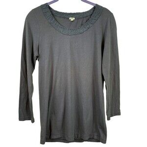 J. Crew Quarter Sleeve Accented Gray Top